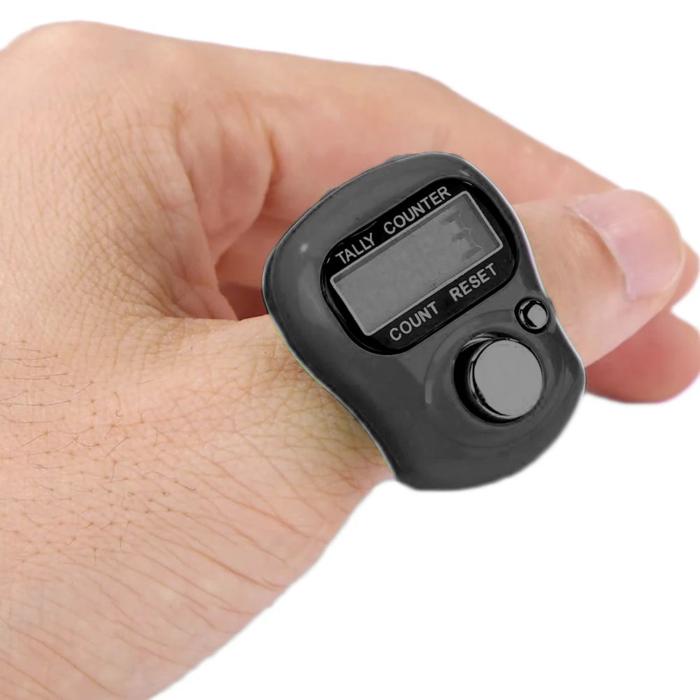 Digital Tasbeeh Counter with LED Light 5 Digit Electronic Finger Tally Ring for Zikr & Prayer Portable Hand Click Press Counter with Adjustable Band Random Color | Buy2Enjoy