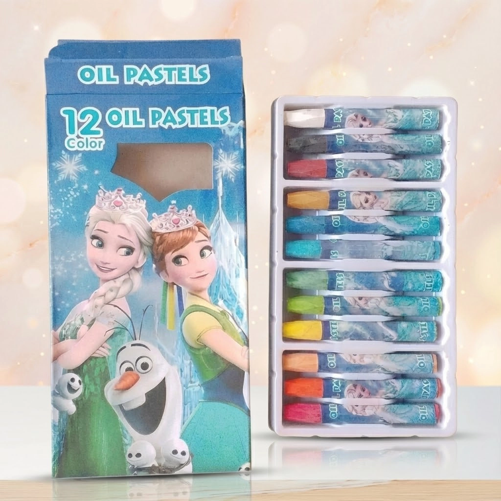 Disney Frozen Oil Pastels Set of 12, Soft Smooth Drawing Crayons for Kids, Bright Non Toxic Art Colors for School, Coloring, Sketching & Creative Learning Fun | Buy2Enjoy