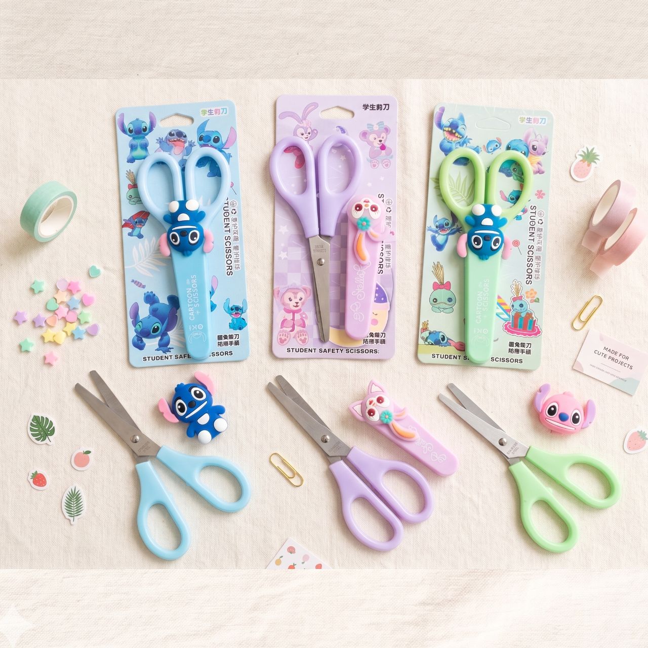 Disney Stitch Safety Scissors with Protective Cover Cute Kawaii Cartoon Craft Paper Cutting Scissors for Kids Portable School, Office & DIY Art Supplies | Buy2Enjoy