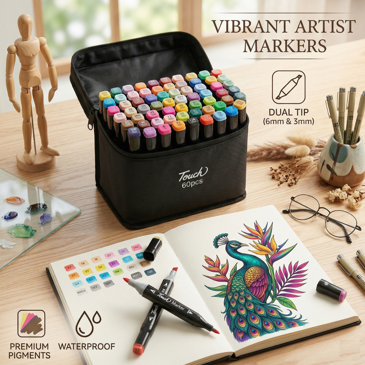 Dual Tip Sketch Markers Set 12 to 120 PCS Alcohol Based Permanent Markers Broad and Fine Tip Waterproof for Drawing Illustration | Buy2Enjoy