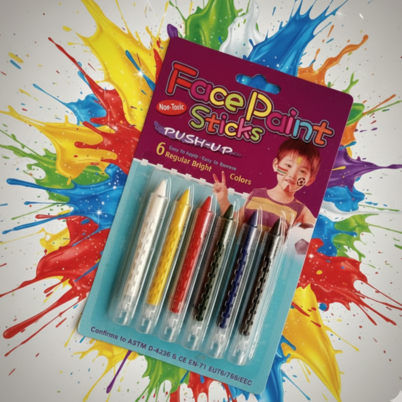 Face Paint Sticks Set of 6 – Bright Non-Toxic Colors, Easy-to-Apply & Easy-to-Remove Face Painting Crayons for Kids, Parties, Events & Creative Fun | Buy2Enjoy