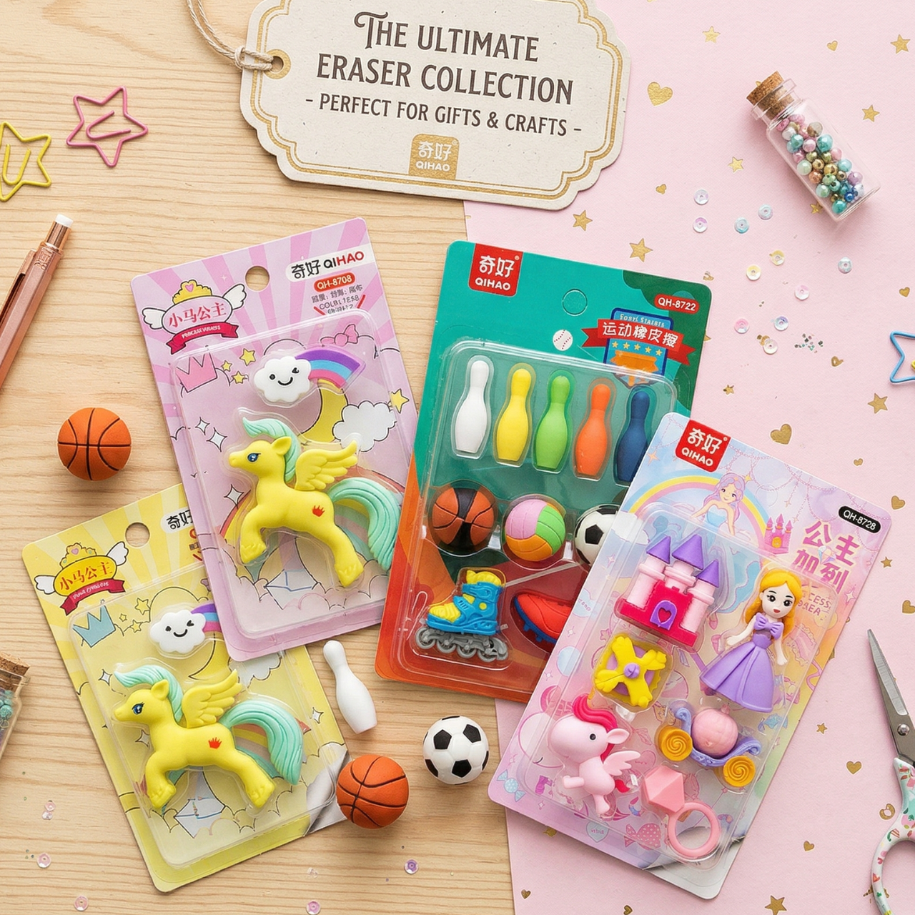Fancy Barbie Unicorn Fairy Eraser Set 10 PCS Kids Cute Rubbers Castle Ring Dragon Doll School Stationery | Buy2Enjoy