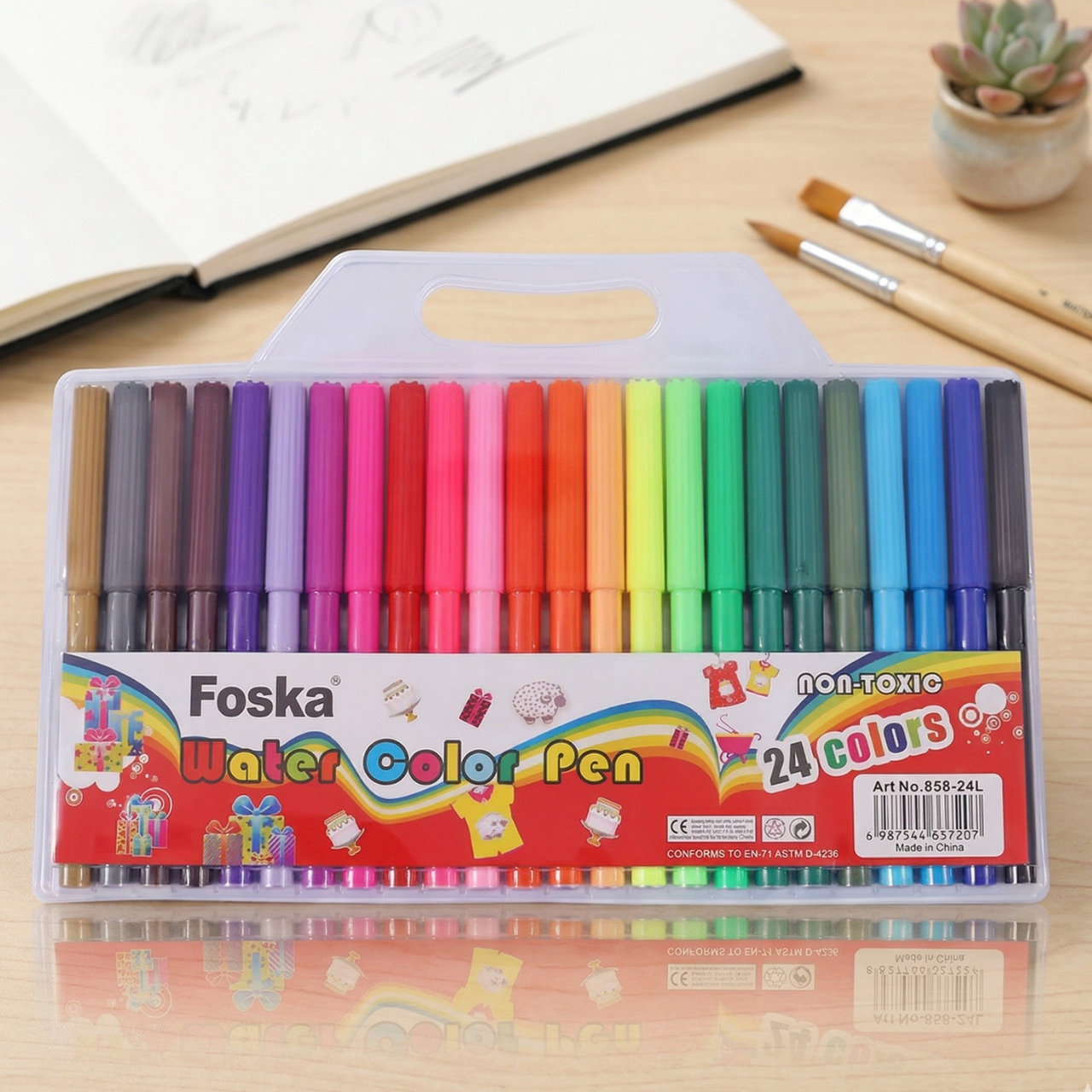 Felt Tip Watercolor Markers 24 Colors Bright Washable Graffiti Pens 1.0mm Bullet Tip Multicolor for Kids Drawing Coloring School Art Supplies | Buy2Enjoy