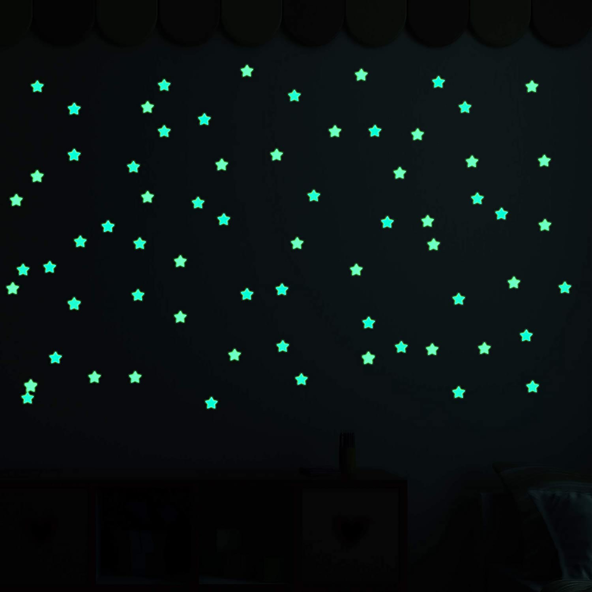 Glow in the Dark Luminous Stars Wall Stickers 200 Pcs Aprox 3D Ceiling Star Decals for Kids Bedroom & Baby Room DIY Home Wall Art Decoration, Glow Room Decor Stickers | Buy2Enjoy