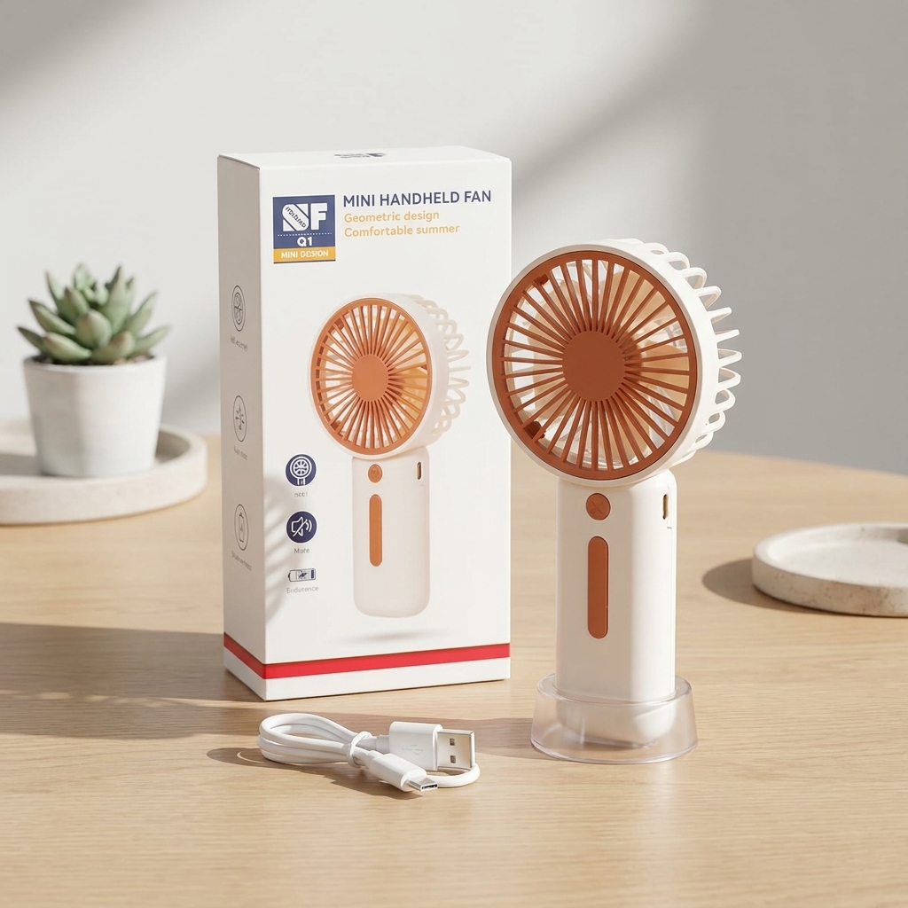 Handheld USB Mini Fan with AAA Battery Support – 3 Speed Portable Cooling Fan with LED Battery Show Compact Travel Fan for Car, Office & Outdoor Summer Use | Buy2Enjoy