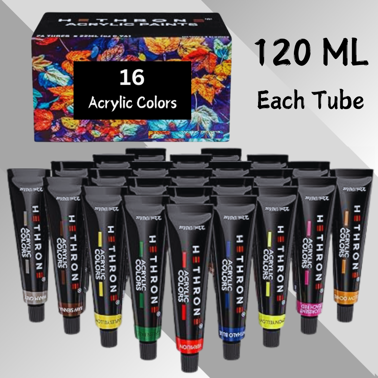 Hethrone Acrylic Paint Set 16 Colors 120ml Tubes Non Toxic Non Fading Paints for Wood Canvas Stone Ceramic Artists Students Beginners | Buy2Enjoy