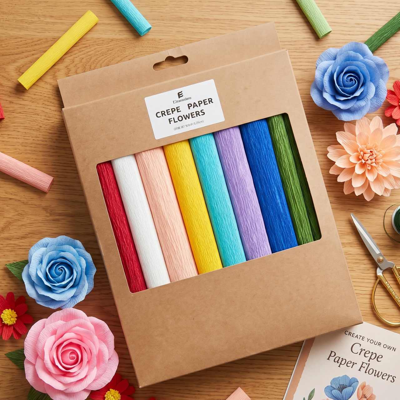High Quality Crepe Paper Sheets Pack of 8 – 25×60 cm Multicolor Craft Paper for DIY Flowers, Gift Wrapping, School Projects & Party Decorations | Buy2Enjoy