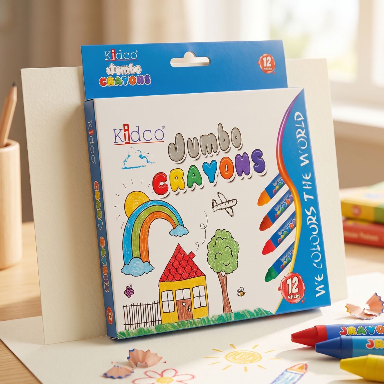 Jumbo Wax Crayons 12 Colors – High-Quality Oil Pastel Crayons for Kids, Thick & Easy-Grip Coloring Sticks for Drawing, School, Art & DIY Crafts Assorted Colors | Buy2Enjoy