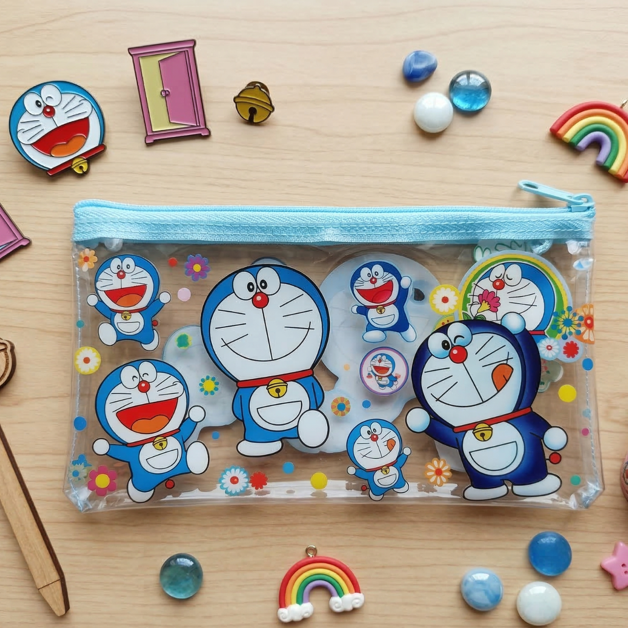 Kawaii Doremon Transparent Pencil Case – Cute School Pen Pouch for Kids & Students | Magical, Funky, Unicorn Style Stationery Organizer | Buy2Enjoy