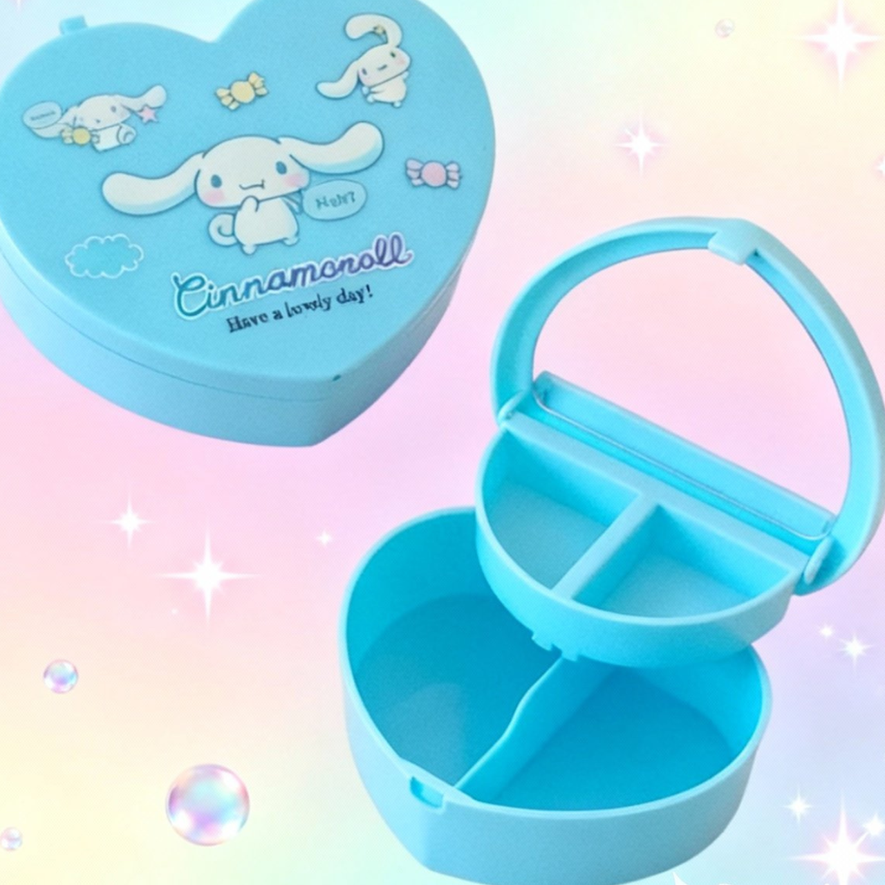 Kawaii Kuromi Hello Kitty Mirror Jewelry Box Heart Shape Mini Storage Drawer for Earrings Necklace Bracelets Cute Organizer | Buy2Enjoy