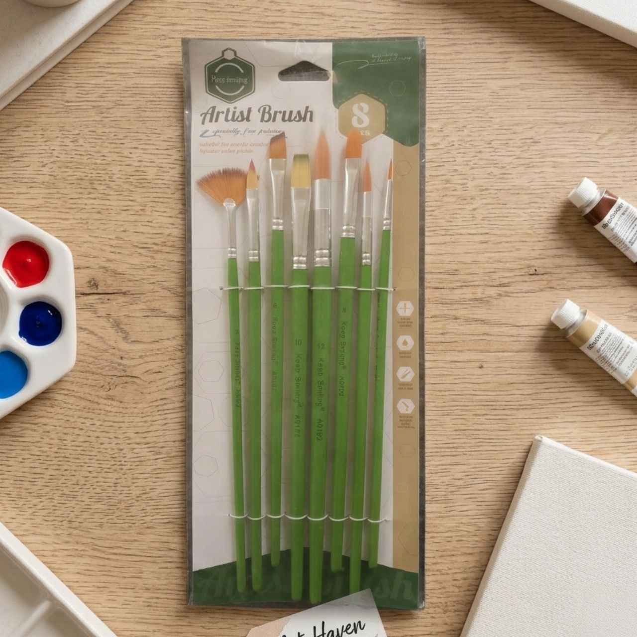 Keep smiling 8 Pcs Paint Brush Set Multi-Shape Nylon Wool Brushes for Acrylic,Watercolor,Oil&Gouache Painting Professional Artist & Student Art Brush Kit (Sizes 000–12 |Buy2Enjoy