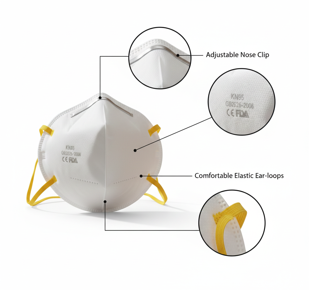 KN95 Protective Face Mask – Certified Respirator Mask Breathable Reusable KN95 Mask with Comfortable Ear Loops for Office, School, Travel & Daily Protection | Buy2Enjoy