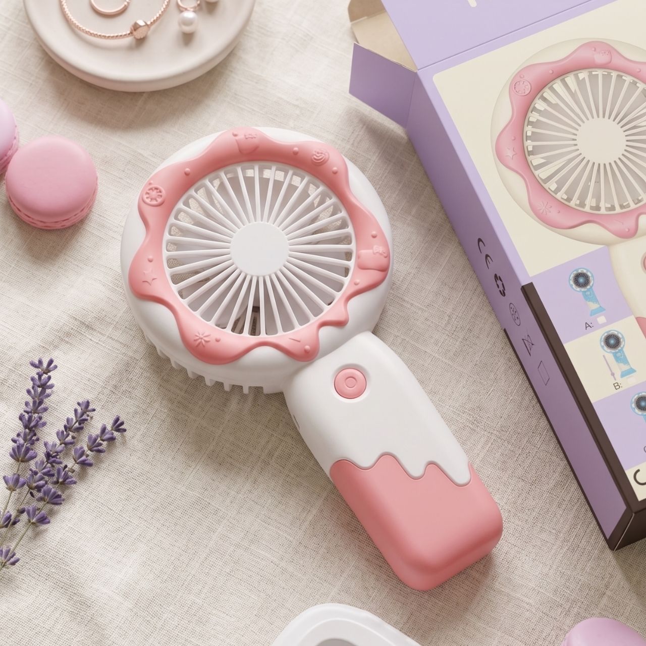 Kuromi Portable Mini Desk Fan MF-8899 – USB Rechargeable Hand Table Fan with Phone Holder 3 gear Speed Cooling Fan for Home, Office, Study & Travel Use | Buy2Enjoy