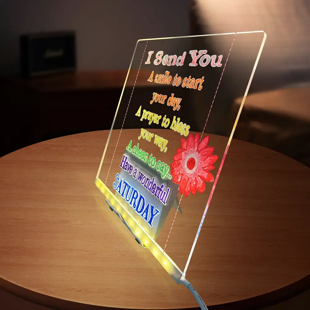 LED Light Up Acrylic Writing Board for Kids RGB Dry Erase Glow Message Board with Stand Erasable Markers Reusable Drawing Pad Study Home Decor Creative Learning 20x30 cm|Buy2Enjoy