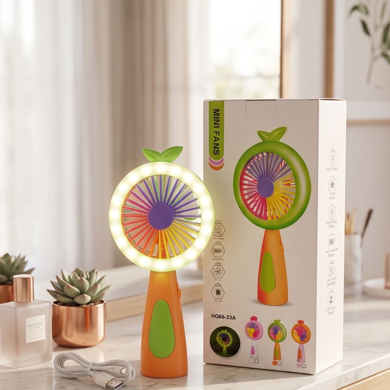 LED Rechargeable Handheld Mini Fan, USB Charging Portable Cooling Fan for Indoor Outdoor Travel Office School Summer Use | Buy2Enjoy