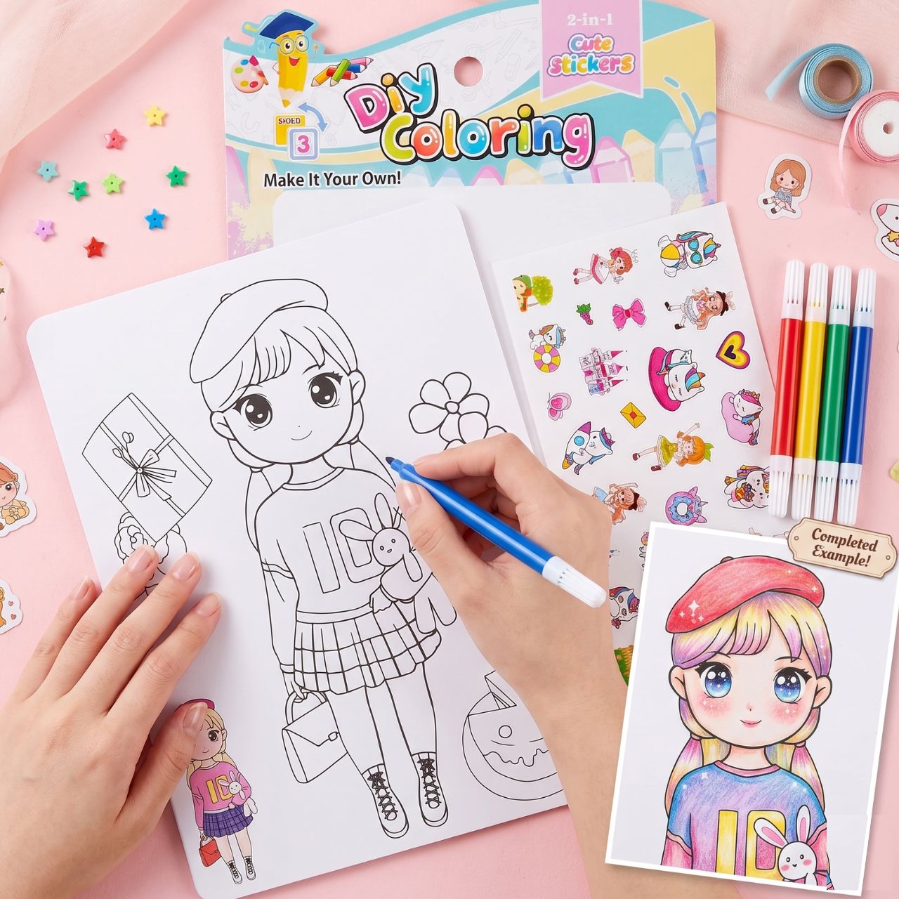 Linman Nylon Princess Girl DIY Craft Painting Toy Set for Kids, Makeup Painting Kit Eyeshadow Palette Doodle Coloring Toy, Creative Graffiti Drawing Toys for Kindergarten Children 
