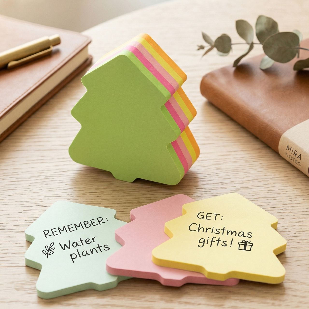 Lovely Stick Fancy Sticky Notes Cute Tree Shape Paper Cube 80 Sheets 4 Colors Creative Memo Pads for School Office Study Reminder Notes and Decoration | Buy2Enjoy