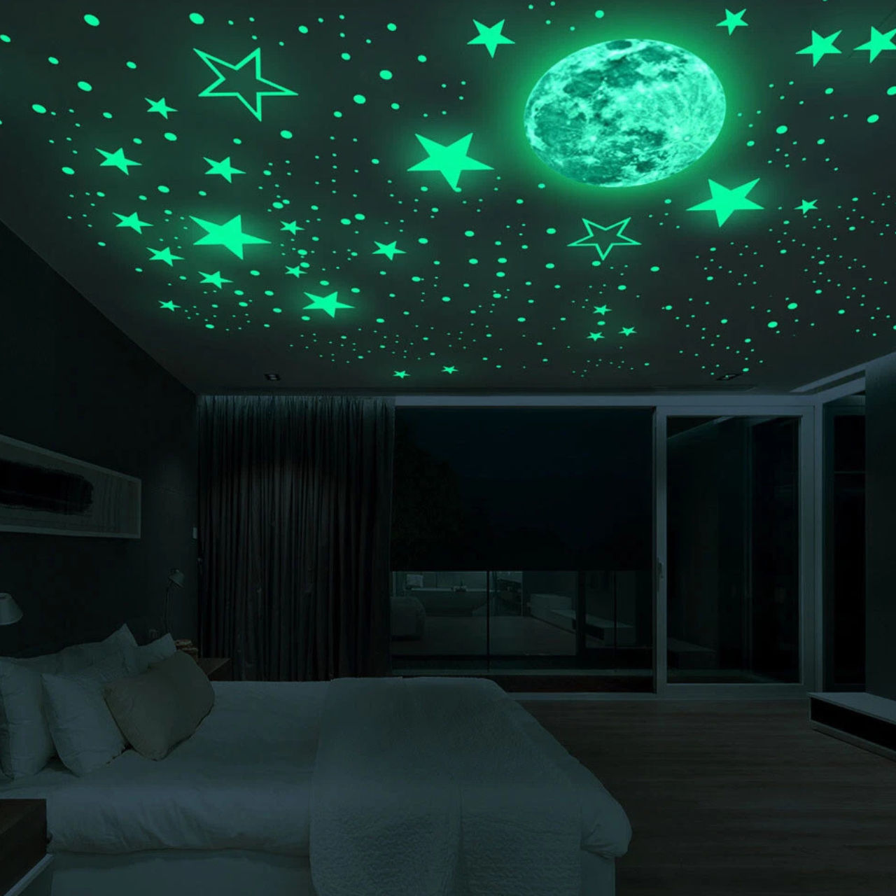 Luminous Moon Stars Wall Stickers Glow in Dark Bedroom Ceiling Decor Space Earth Decals Noctilucent Wall Art for Kids Room Home | Buy2Enjoy