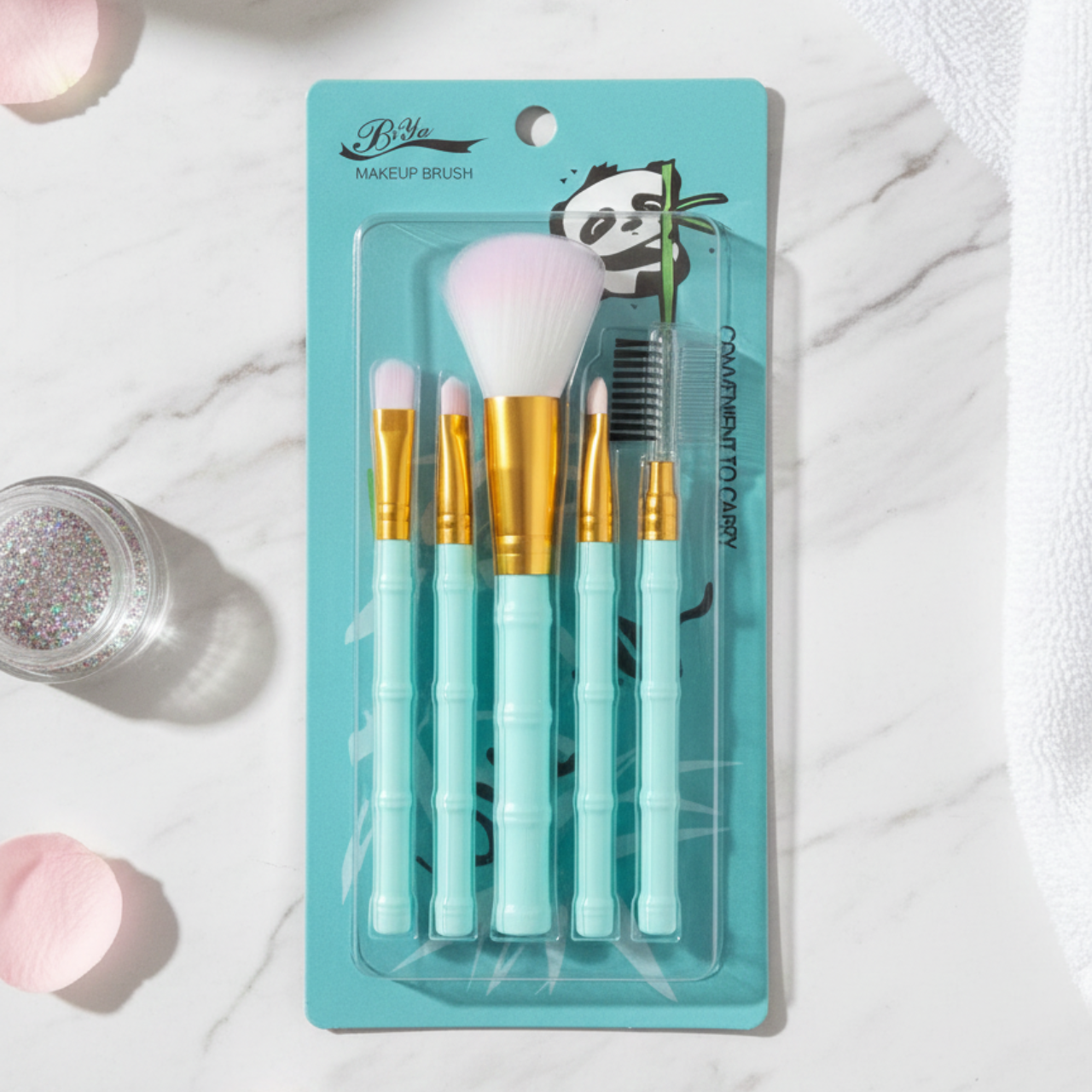 Makeup Brush Set 6 PCS Premium Face and Eye Makeup Brushes with Soft Synthetic Bristles for Foundation, Blending, Contouring, Eyeshadow, Concealer, Travel Bag for Women | Buy2Enjoy