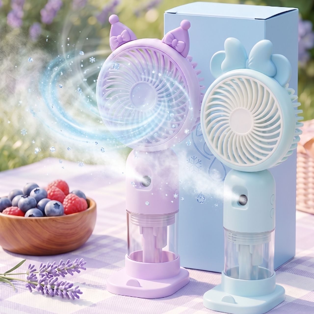 Mini Water Mist Spray USB Fan for Kids Portable Cartoon Handheld Cooling Fan with Cool Mist Function 3 Speed Gears, 500mAh Battery, 1-Hour Runtime for Summer Travel, School & Outdoor Use | Buy2Enjoy