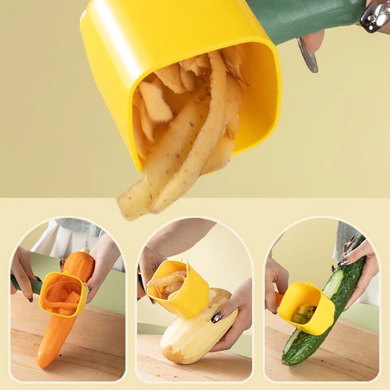 Multifunctional Storage Peeler Box Set, Double Vegetable and Fruit Peeler with Built in Storage Container and Trash Box, Julienne Cutter Grater Scraper Kitchen Gadget | Buy2Enjoy