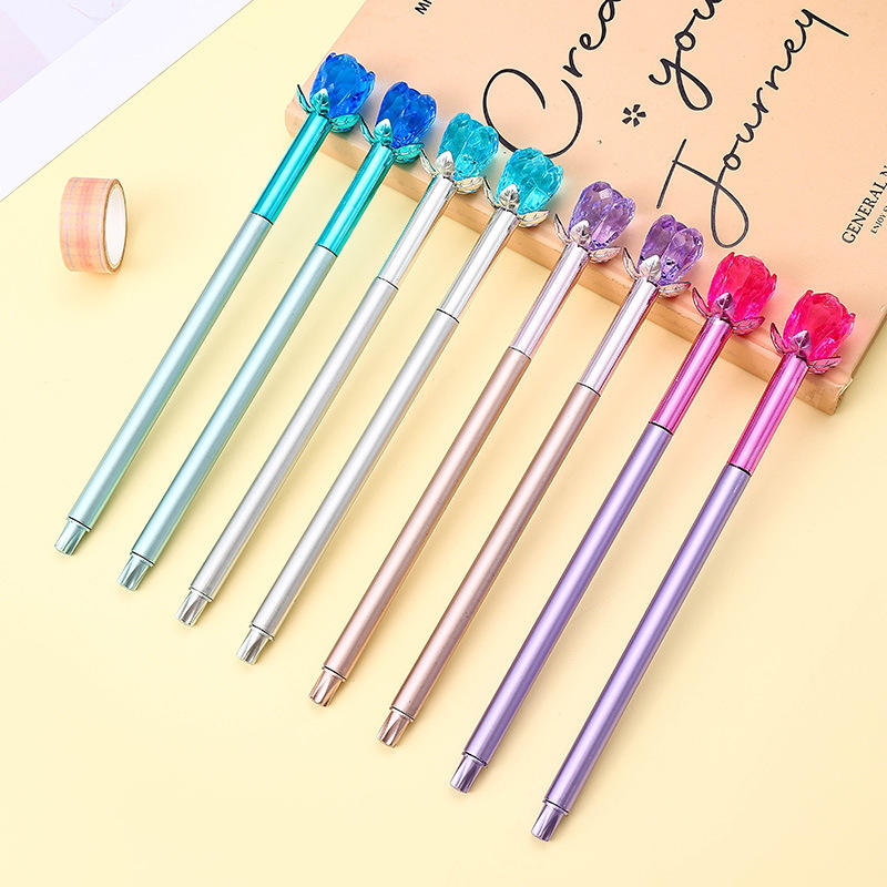 New Beautiful Design Crystal Rose Gel Pen 0.5mm Gel Pen Needle Nib Quick Dry Blue Pen 0.5mm Gel Pen for Kids, Office & School Supplies | Buy2Enjoy