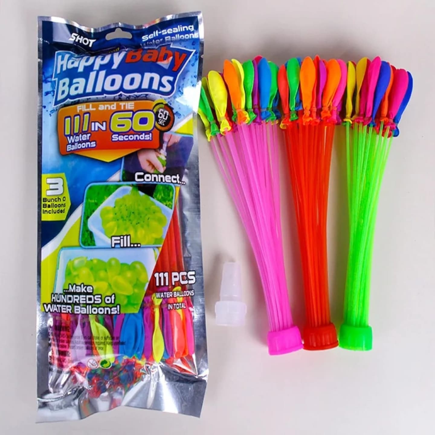 Pack of 37 Bunch O Balloons Rapid-Filling Self-Sealing Water Balloons Pack of 111 – Neon Multi-Color Instant Water Balloons (3 Bunches) for Outdoor Summer Fun, Kids Games & Party D