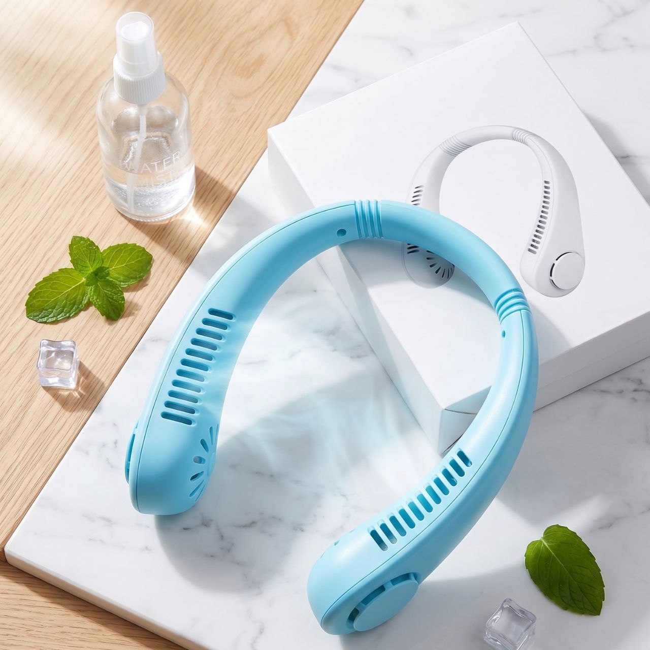 Portable Bladeless Neck Fan USB Rechargeable Hanging Mini Air Cooler with 3 Adjustable Speeds Silent Wireless Personal Cooling Fan for Travel, Sports & Summer Use | Buy2Enjoy