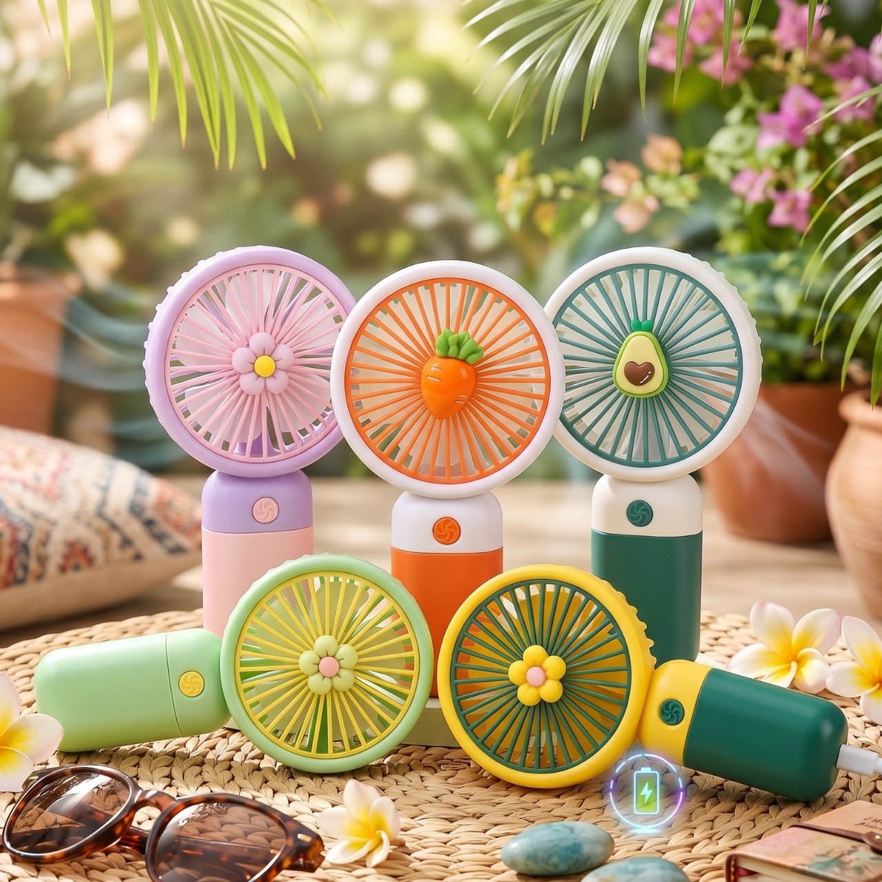 Portable USB Rechargeable Mini Desk Fan with Stand Cute Kawaii Handheld Fan 3 Modes with 4.2V Battery & 4-Hour Working Time Adjustable Speed Mini Air Cooler for Travel | Buy2Enjoy