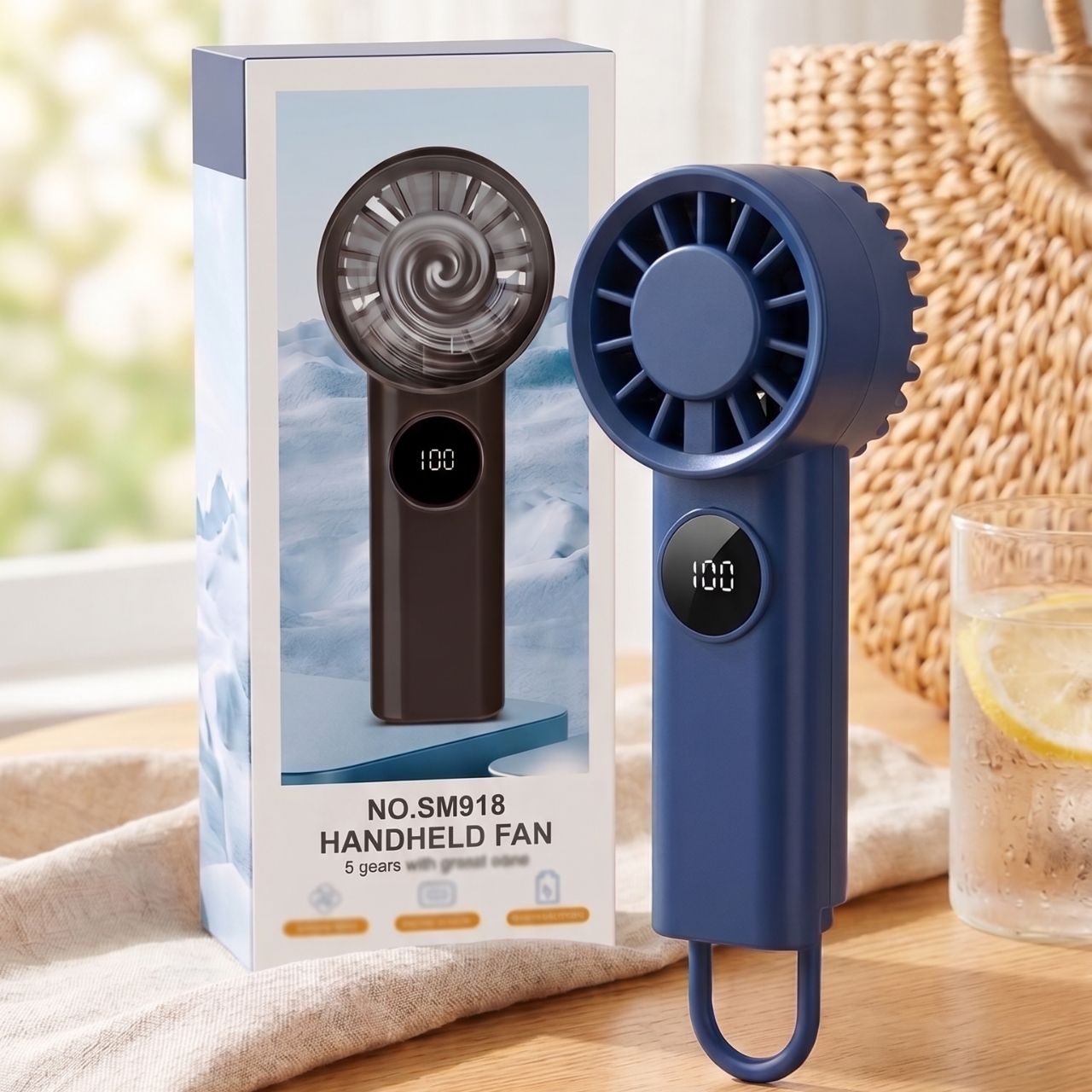 SM-918 Rechargeable Mini Handheld Fan – USB Portable Cooling Fan with 5 Speed Gears & 500mAh Battery Compact Travel Fan for Office, School & Summer Use | Buy2Enjoy