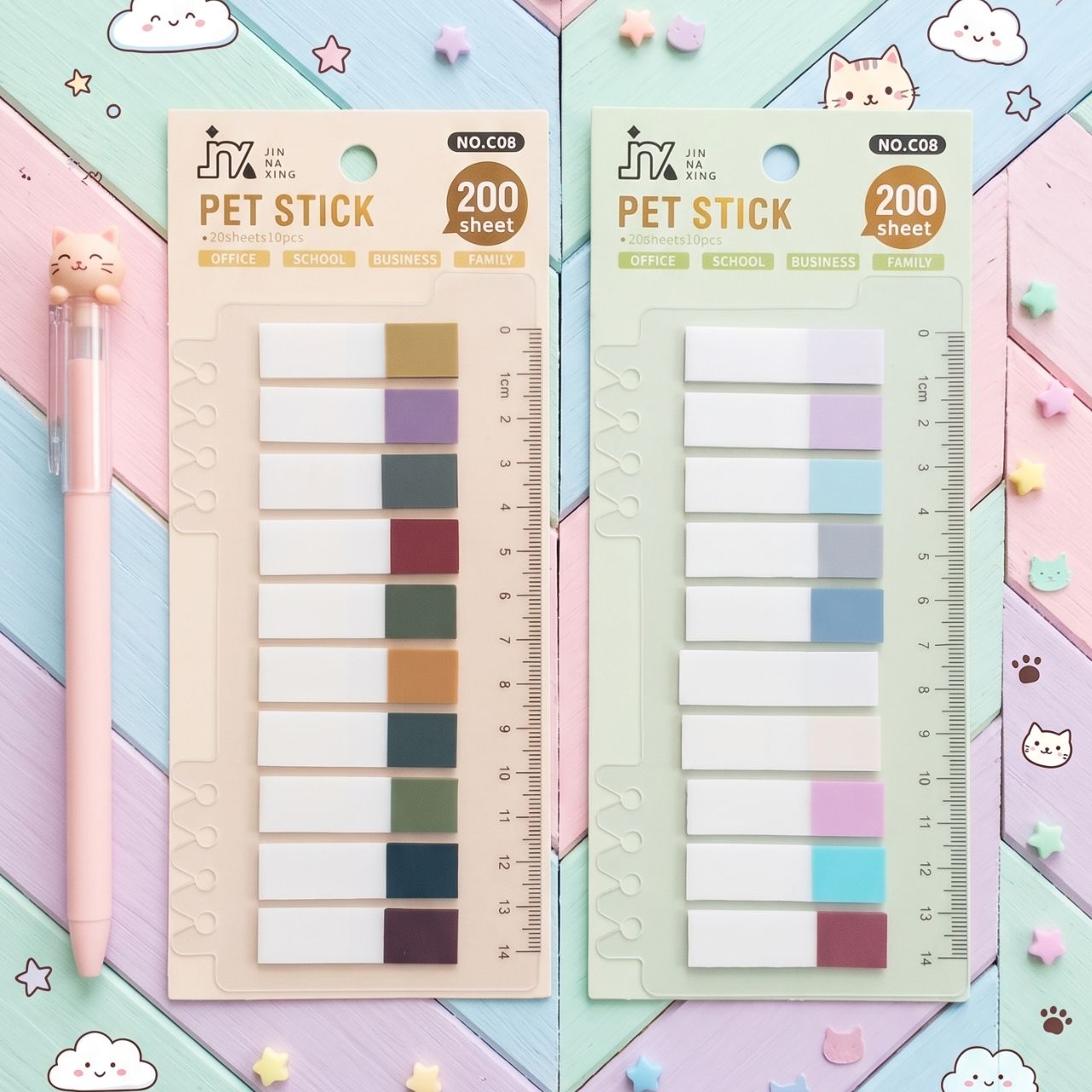 Transparent PET Sticky Notes – 200 Sheets Waterproof Reusable Index Tabs in Morandi Pastel Colors Aesthetic Planner, Bookmark & Memo Stickers for School & Office | Buy2Enjoy
