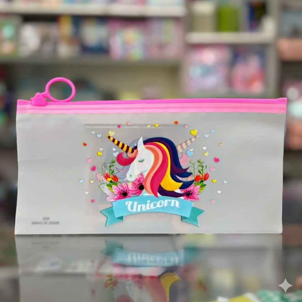 Unicorn Pencil Case Transparent Pens Pouch Finger Ring Stationery Zipper File Bag Pouch for Girls Pikachu and Doremon Pencil Pouch | Buy2Enjoy