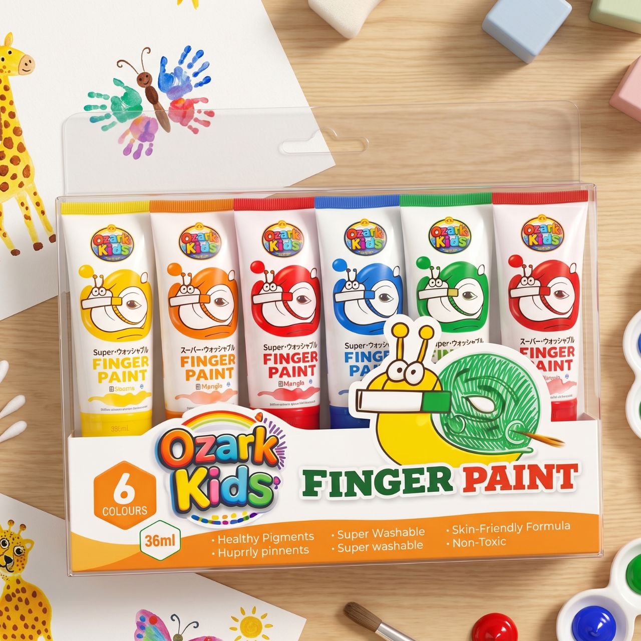 Washable Kids Finger Paint Set – 6 Non-Toxic Colors Finger Painting Kit for Toddlers & Preschool Safe Art Supplies for School Projects, Sensory Learning & Creative Play | Buy2Enjoy